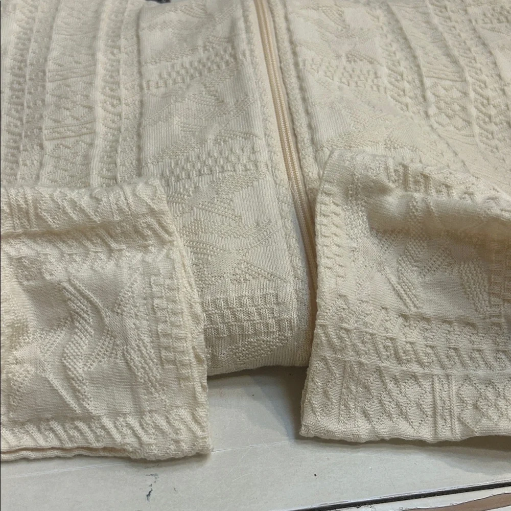 Incas Inc Cream Textured Zip-Up Alpaca Aztec knit Hoodie size XL